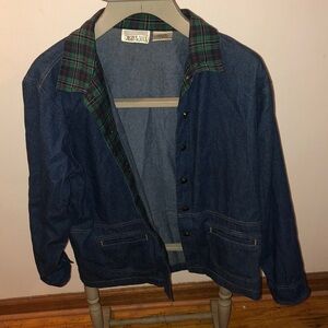 Casey and Max Women's denim and plaid large coat